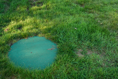 化粪池盖在草地上
